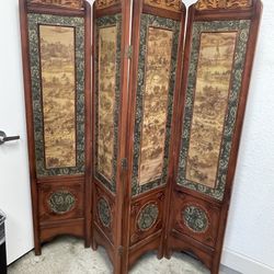 4-Panel Vintage Asian Room Divider