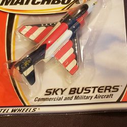 MATCHBOX F-4 NAVY BICENTENNIAL SKY BUSTERS MATTEL Toy Airplane Die Cast Metal MINT ON CARD

