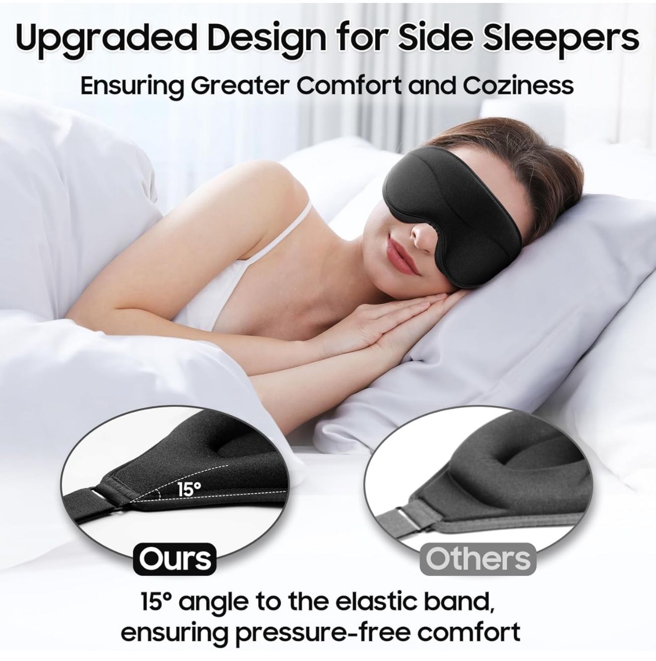 Sleep Mask [NEW] - Total Blackout 3D Sleeping Mask, Super Lightweight & Silky Soft Eye Mask for Sleeping, Fully Adjustable Fit for Home, Office, Trave