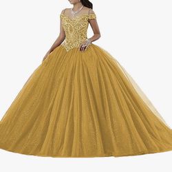 Gold Quinceanera Dress Size 8