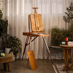 ATWORTH French Easel for Painting, Deluxe Beech Wooden Field & Studio Sketchbox Easel Stand with Metal Side Tray, Portable& Easy Transport for Paintin