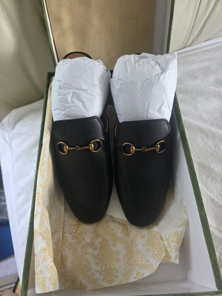 Black Leather Mules Size 10