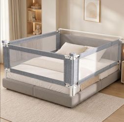 3-Piece Queen Size Bed Rail for Toddlers - Adjustable Baby Bed Rail Guard, Kids Safety Bed Rail for Queen Size Bed (78.7"x78.7"x60"-Grey)