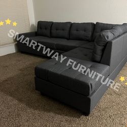 James Sectional Black Linen Reversible 