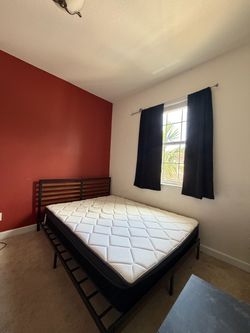Queen bed frame and mattress