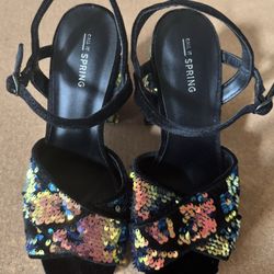 CALL IT SPRING Sequin Heeled Sandals(Multi) Size 9