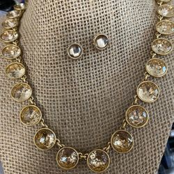 Juego Collar Aretes Piedras Ámbar Joyas Antiguas 