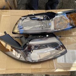 1999 to 2004 Ford Mustang DRL LED chrome headlights luces micas calaveras faros cromados  
