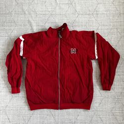 Vintage 1990s NCAA University of Nebraska Huskers Red Zip Up Windbreaker Jacket