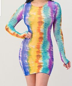 power mesh tie dye dresses