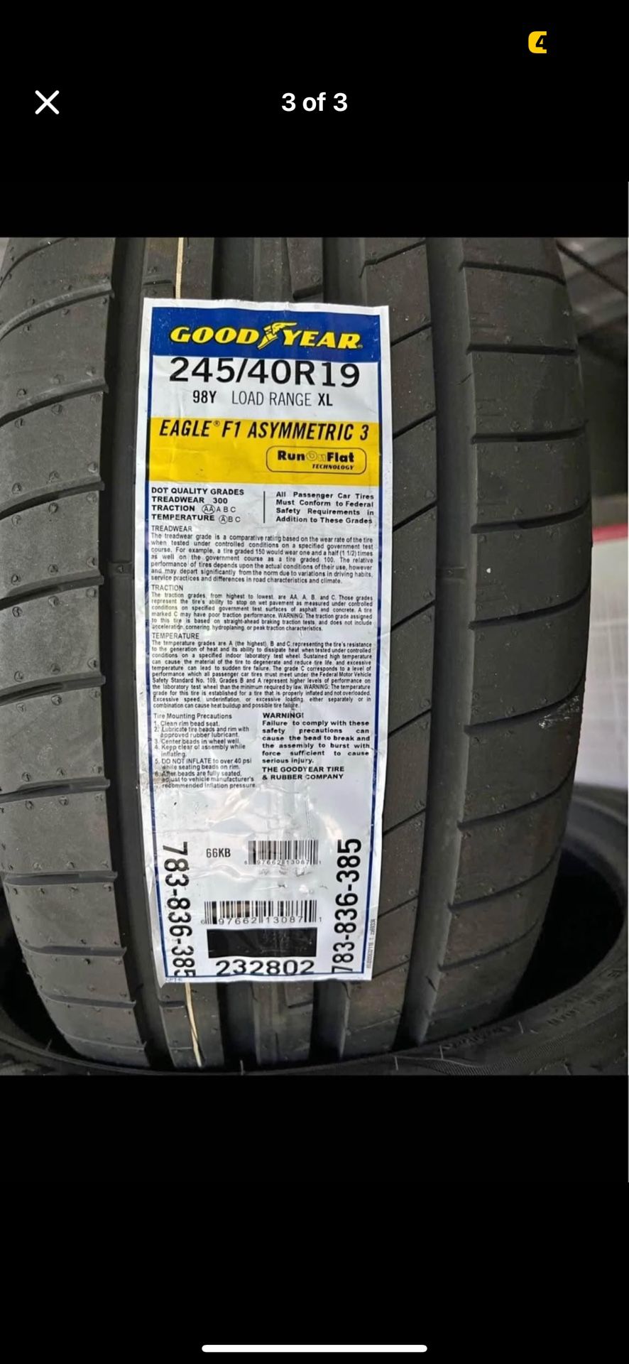 245/40R19 Runonflat 