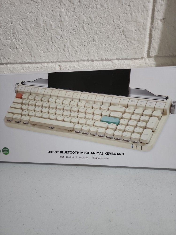 Retro Typewriter Style Wireless Keyboard Bluetooth,Vintage Mechanical Keyboard with Tablet Stand,