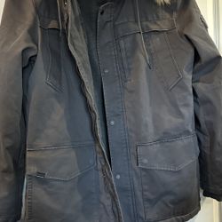 Gray Quicksilver Parka Jacket with Removable Fur 