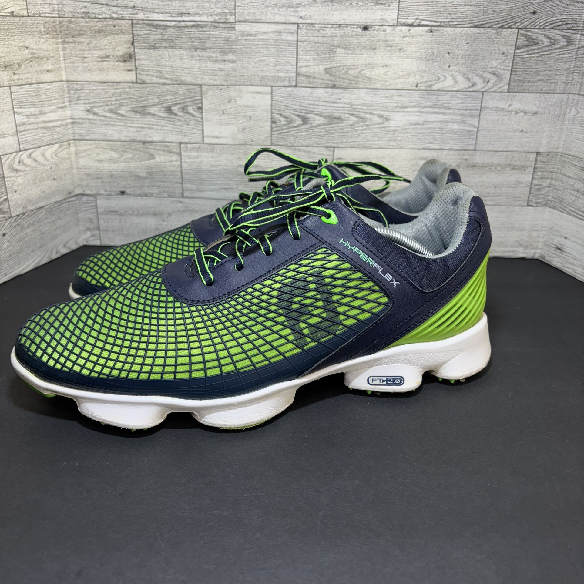 Footjoy Hyperflex Green Blue FT2.0 Golf Shoes Mens Size 12 XW Spikes
