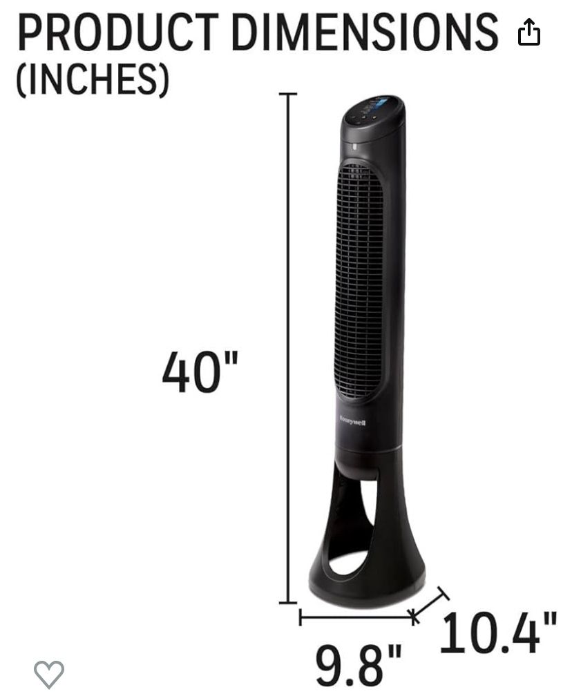 Honeywell QuietSet Oscillating Electric Tower Stand Fan 40” Powerful and Quiet 5-Speeds