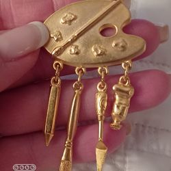 JJ JONETTE- Gold Tone ARTIST PAINT PALLET  pin