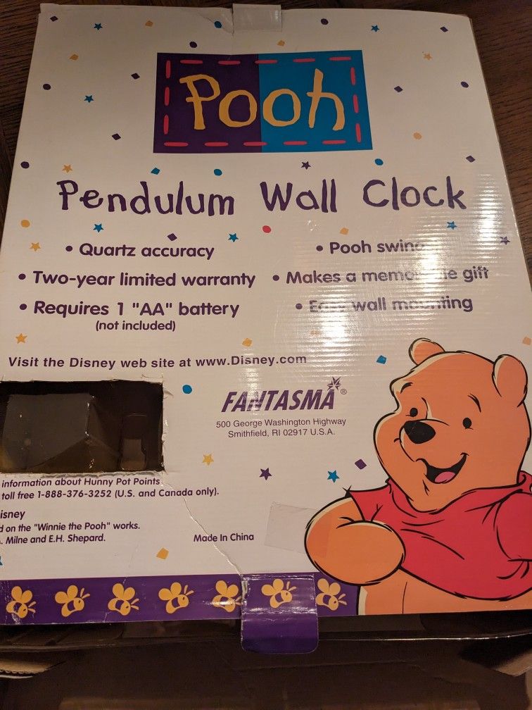 Vintage Winnie The Pooh Pendulum Wall Clock