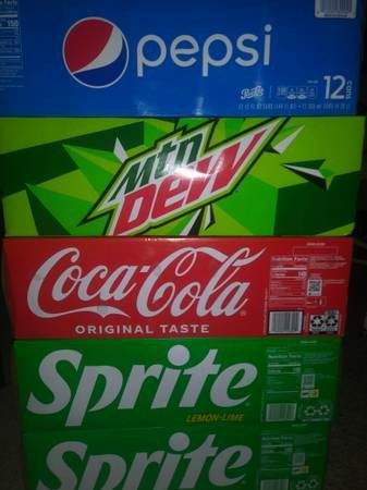 Sprite, Coke, Pepsi, Mountain Dew $6 A 12 Pk.