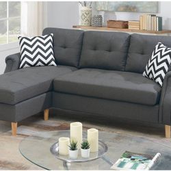 REVERSIBLE SECSIONAL BLUE GREY UPHOLSTERY POLYFIBER ( LINEN-LIKE FABRIC))☎️1714586**2564