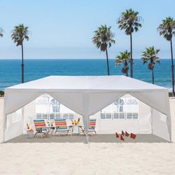 20*10 Canopy Tent, Waterproof Party Tent for Outdoor Events, White 20x10 ft outdoor canopy tent with waterproof PE top, stable spiral tube frame, easy