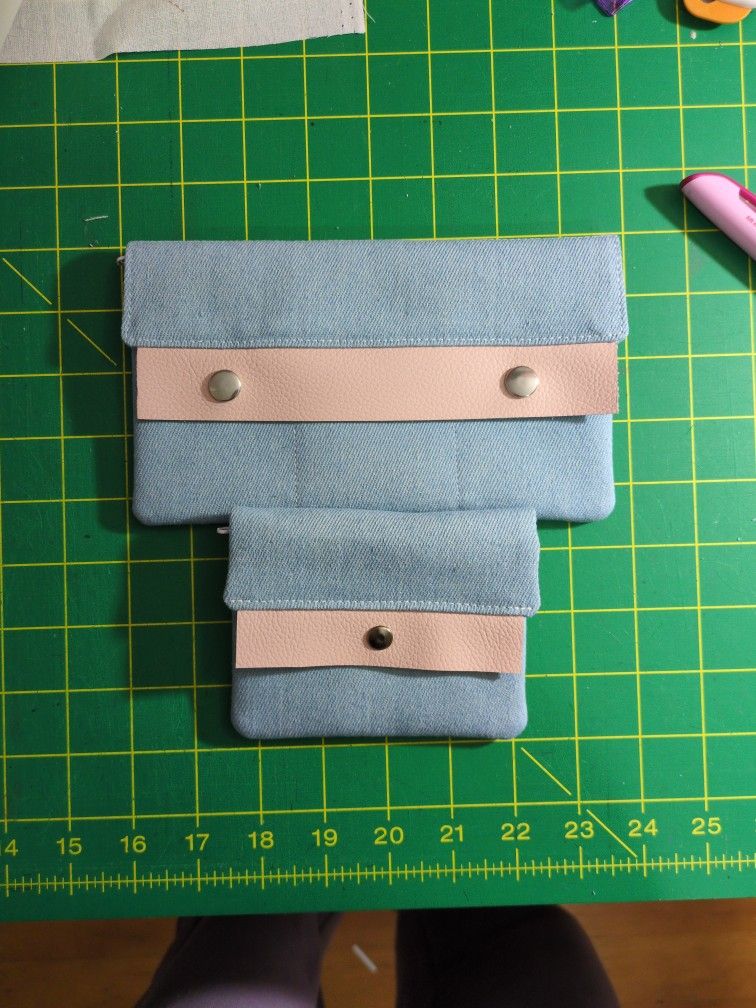 Denim With Leather Accent Wallets