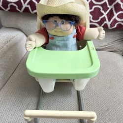 Vintage Cabbage Patch Doll With High Chair