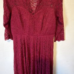 TORRID Red Formal LACE Midi Illusion DRESS LACE SLEEVES SIZE 12 NWT