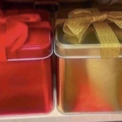 2- DECORATIVE TIN HOLIDAY BOXES- BRAND NEW