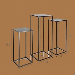 Set of 3 Black Metal Stands 