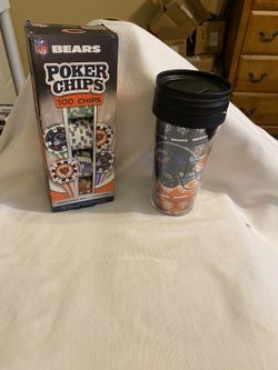 Chicago Bears Poker Chips And Cup