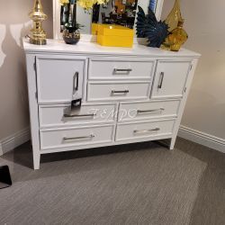 Solid Wood Dresser, White Color, SKU#10B677W-D