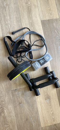 Home Workout Equipment Set - Ab Roller, Push-up Bars, Jump Rope, Dice