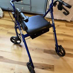 Blue Walker With Seat And locking Wheels