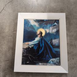 Religious Themed Framed Print in White Frame