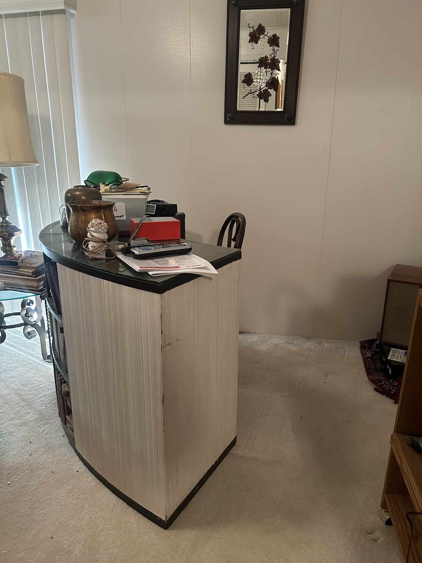 Vintage Curved Desk W/bookshelves