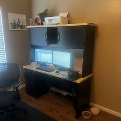 Black Metal Office Desk With Drawers