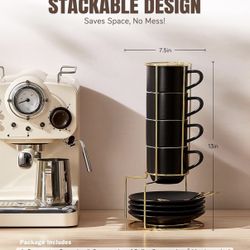 8 Ounce Coffee Cups Set Of 4, Brand New In Box