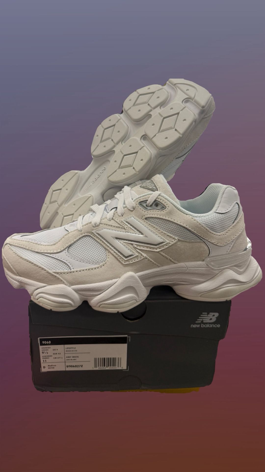 New Balance 9060 White 9.5M