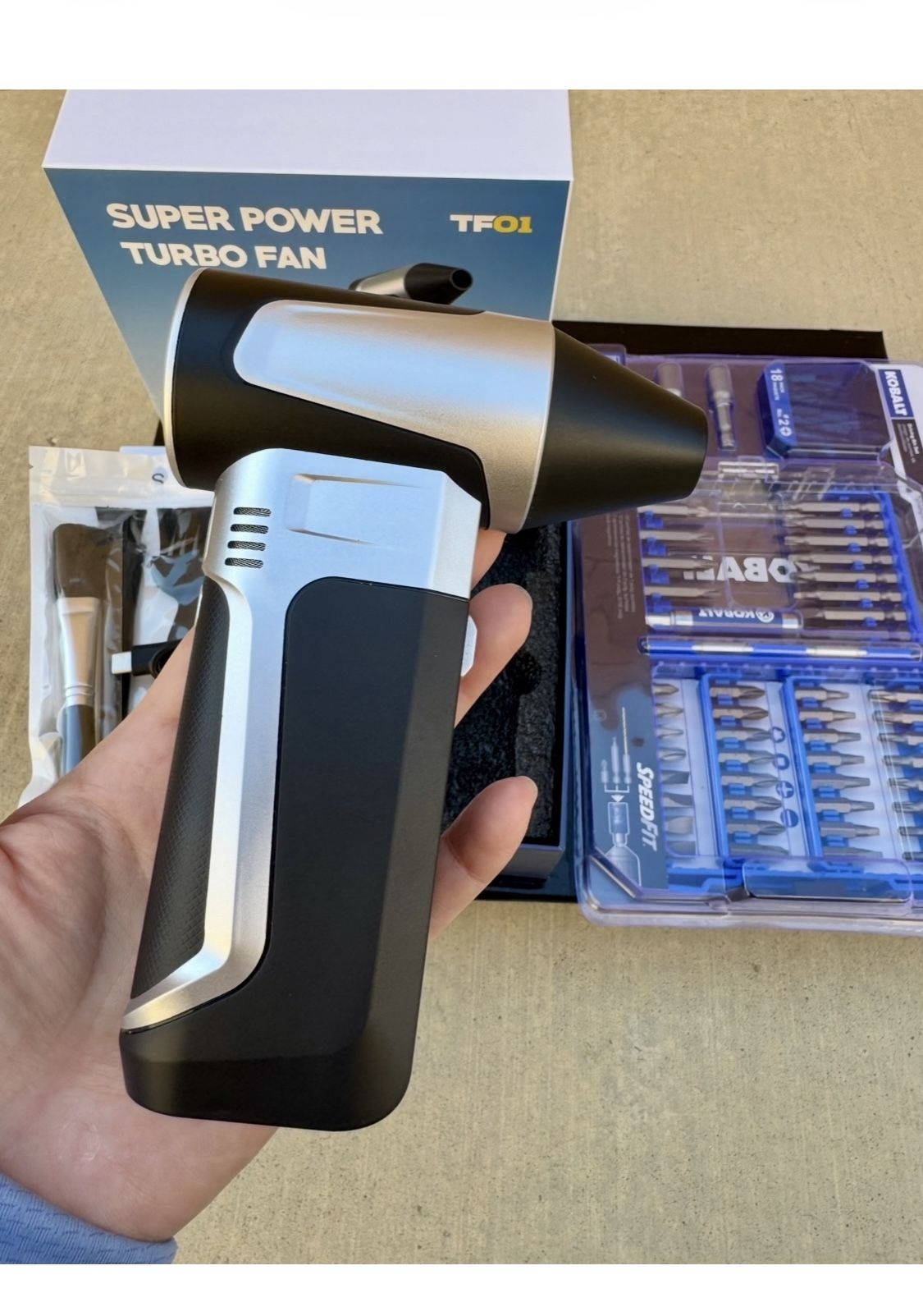 Air Duster Electric Blower Rechargeable 180000RPM AND 65 Pieces Kobalt Screwdriver Bit Set