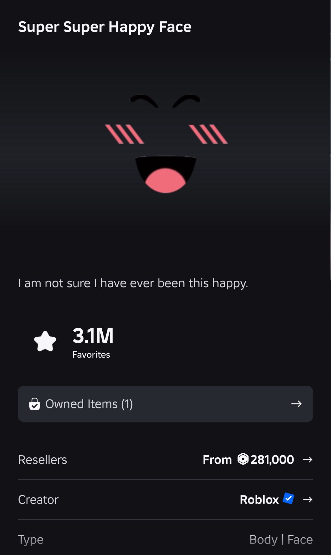 Roblox Limited SSHF 300k+ Value