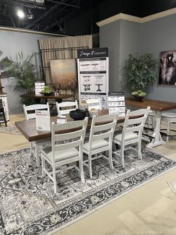 Beige/White Dining Table and 6 Chairs