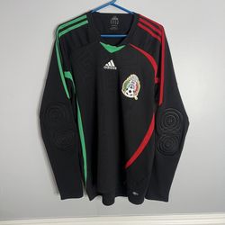 Mexico National Team Goalkeeper GK Jersey Mens Large Black Adidas 2008 2009 Futbol SAMPLE