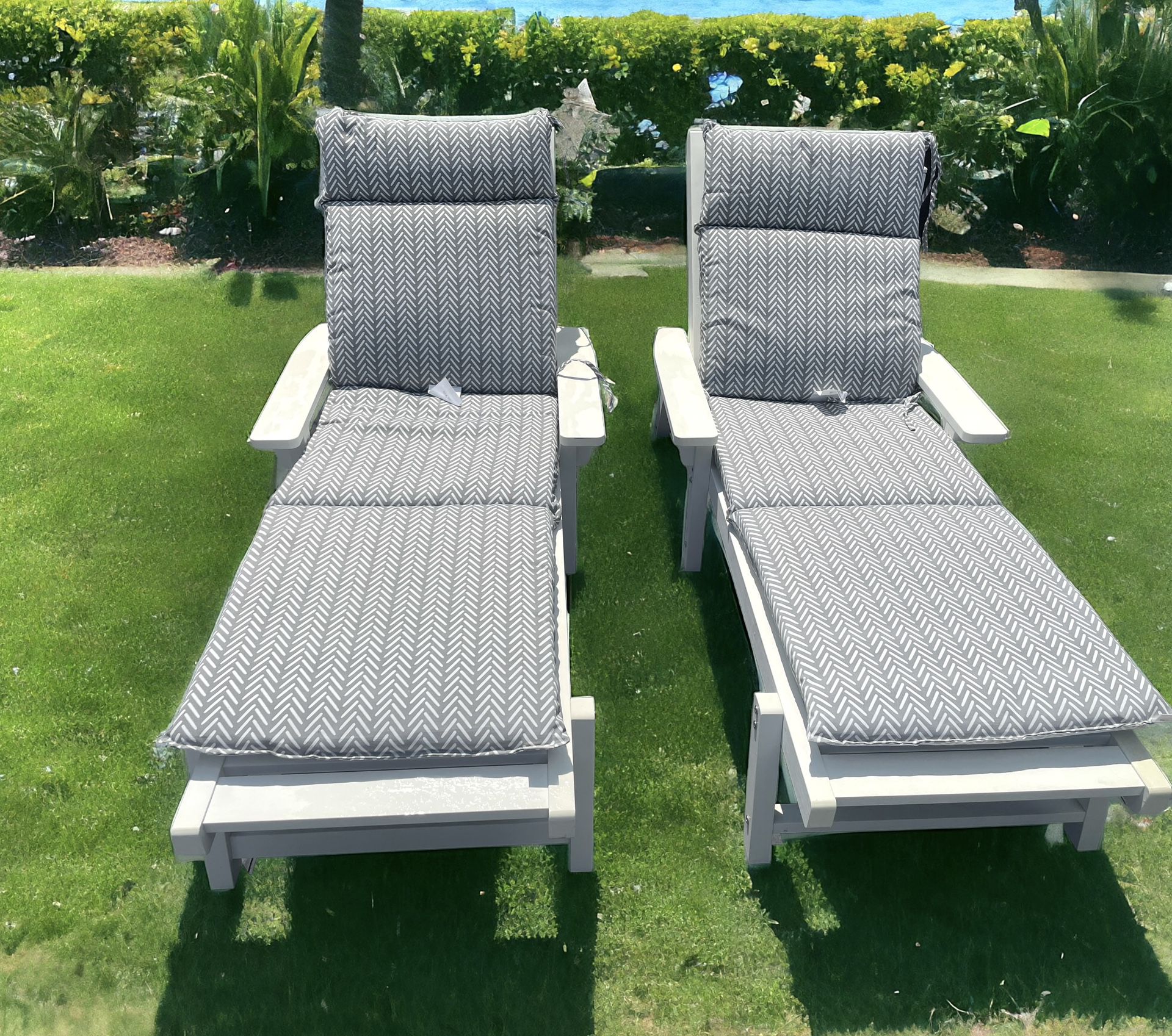 Set Of 2 Pool Chairs Adirondack Polywood Material Chaise