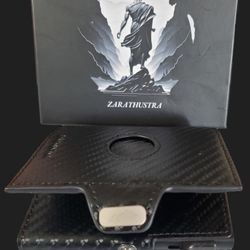 RFID Wallet Genuine Leather Air Tag Wallet Mens Carbon Fiber Minimalist Black 