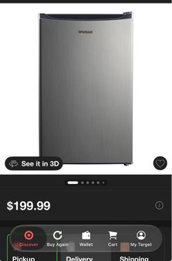 Mini Fridge - Whirlpool 4.3 cu ft Mini Refrigerator Stainless Steel WH43S1E: Compact Dorm Fridge, Energy Star, Reversible Door, 2 Shelves