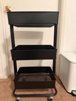 Black 3-Tier Metal Rolling Storage Cart