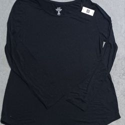 Women's Size Medium Long Sleeve Shirt New GAP BRAND BLACK THIN