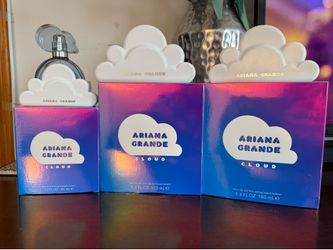 3 EMPTY Ariana Grande Cloud Perfume BOXES & BOTTLE & PERUME CLOUD HOLDER