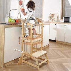 Brand New Wooden Toddler Tower, Kids Kitchen Step Stool with Safety Rails, 