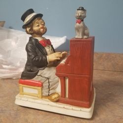 Rare Clown and Piano Melody in Motion Hand Painted and Made Porcelain Figure